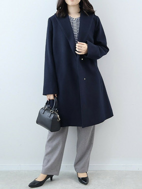 ショールカラーコートコーデ　フルールバイミントブリーズ