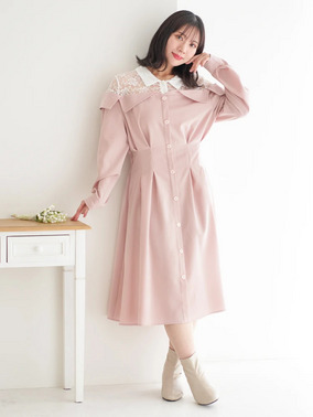 オフショルワンピースの甘めデートコーデ