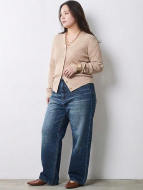 リブニットカーディガンコーデ