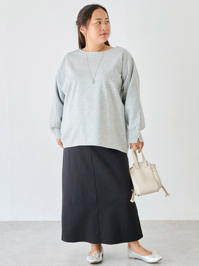 袖パールコクーンプルオーバーコーデ