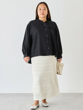 レースプリーツナロースカートコーデ