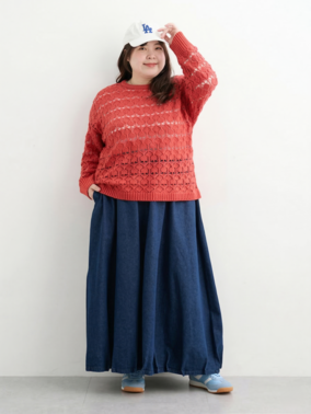 透かし編ニットコーデ