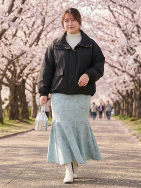 スタンドカラーブルゾンコーデ