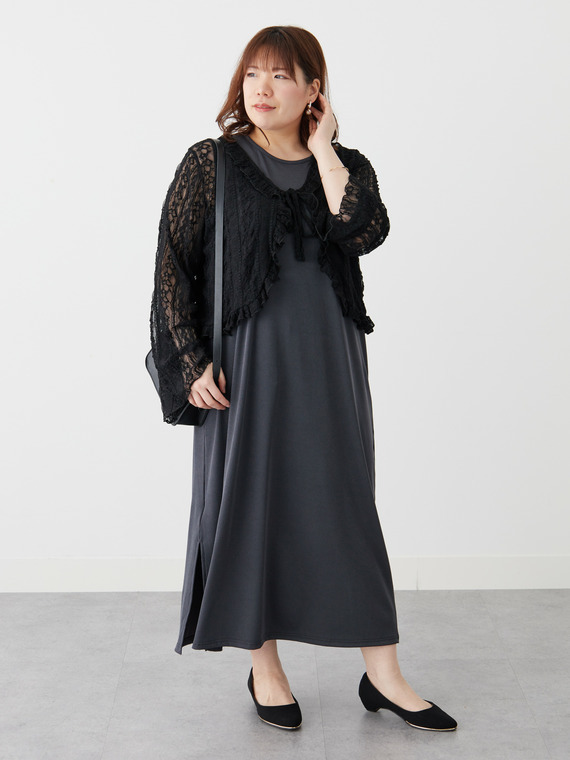 リブワンピースコーデ