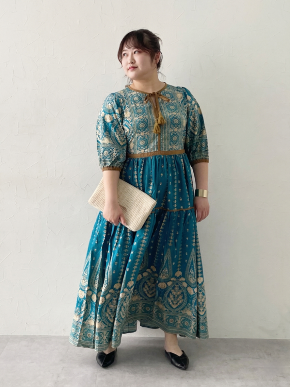 プリントワンピースコーデ