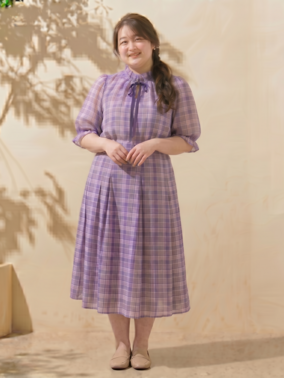 マドラスチェック風プリントセットアップコーデ