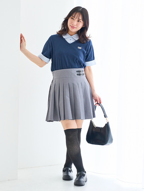ぽっちゃりさん向けミニスカプレッピーコーデ