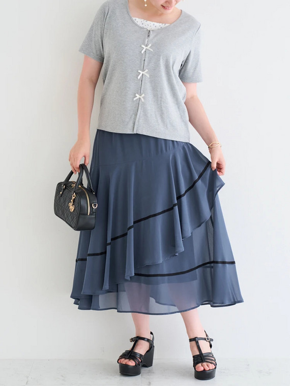 ぽっちゃりさん向け大人可愛いフェミニン休日コーデ