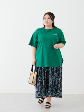もっと楽ちん! さらっと涼やか 裾ラウンド チュニック丈 Tシャツ