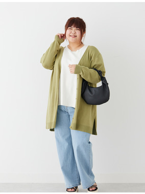 マリクールknit シンプル Vネック ロングカーデ
