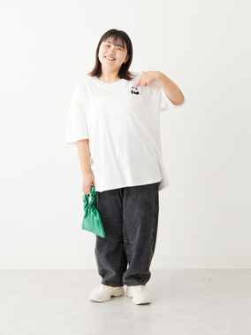 さらっと 綿100％ ひょっこりアニマル刺繍 コットン ゆるTシャツ