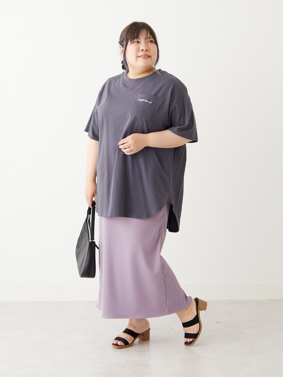リニューアル!! もっと楽ちん! さらっと涼やか 裾ラウンド チュニック丈 Tシャツ