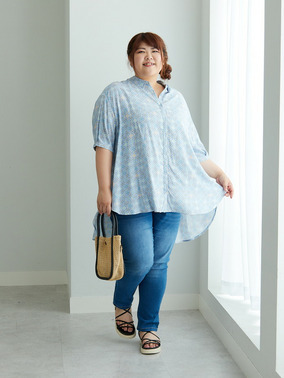 スラっと楽ちん ひんやり リラックス 首元苦しくない！ シャツ チュニック