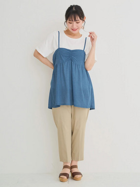 毎日コーデに！大人可愛いキャミソールレイヤードのパンツstyle
