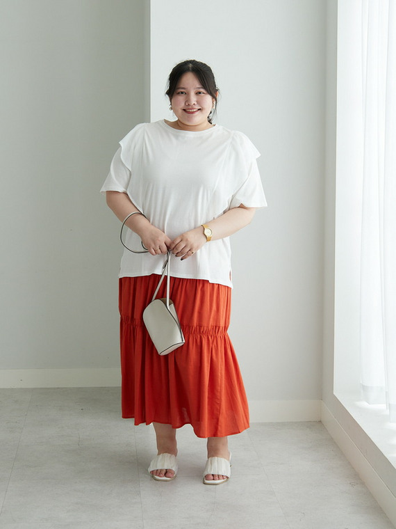 さらさら快適！ 夏のひんやり ラッフル ショルダー Tシャツ