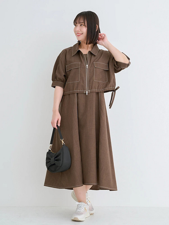 大きいサイズ　レディース　ジャケット×キャミワンピース　セットアップ