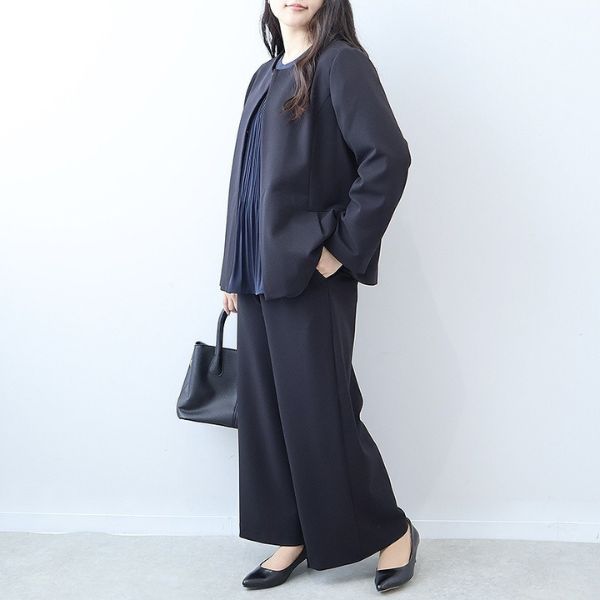 ふわもち ジョーゼット ストレット ノーカラージャケット