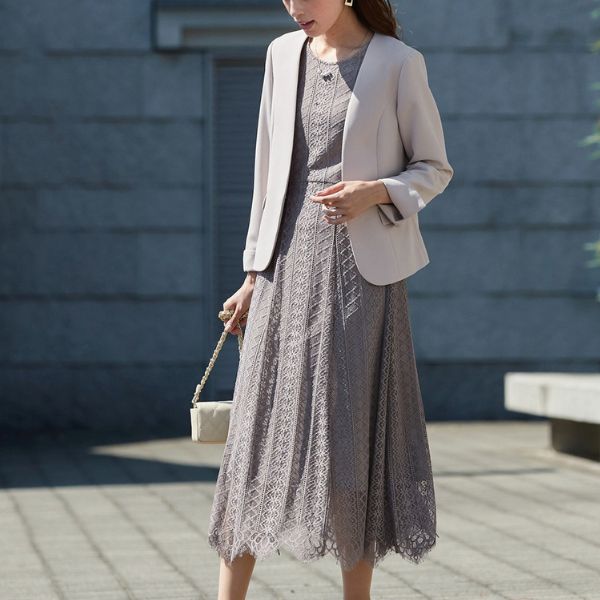 総レースワンピースドレスアンサンブル