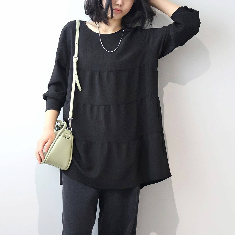 【タイムセール】【WEB/一部店舗限定】ティアード チュニックブラウス LL/3L/4L/5L leswelレスウェル