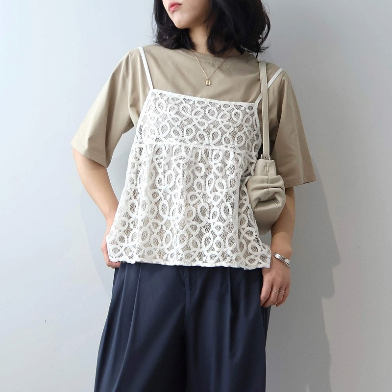 【タイムセール】【WEB/一部店舗限定】レースキャミソール ブラウス ビスチェ LL/3L/4L/5L leswelレスウェル