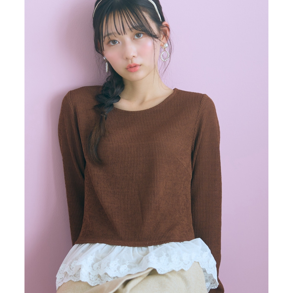 裾レース使いカットソートップス　大きいサイズ　marun