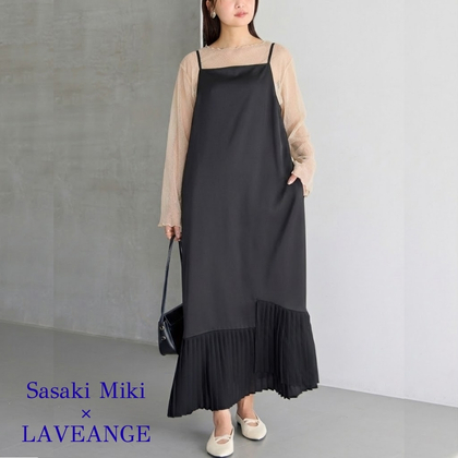 プリーツ切替キャミワンピース 【Sasaki Miki× LAVEANGE】 4L/5L