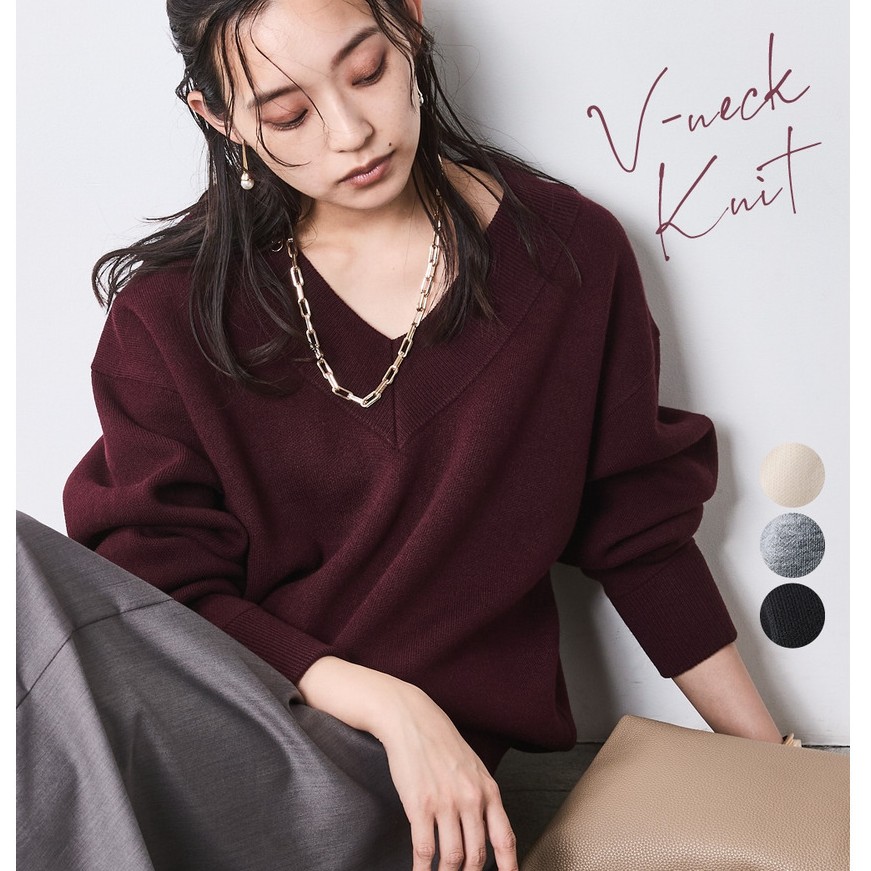 Vネックニットプルオーバー 大きいサイズ　シックスタイル