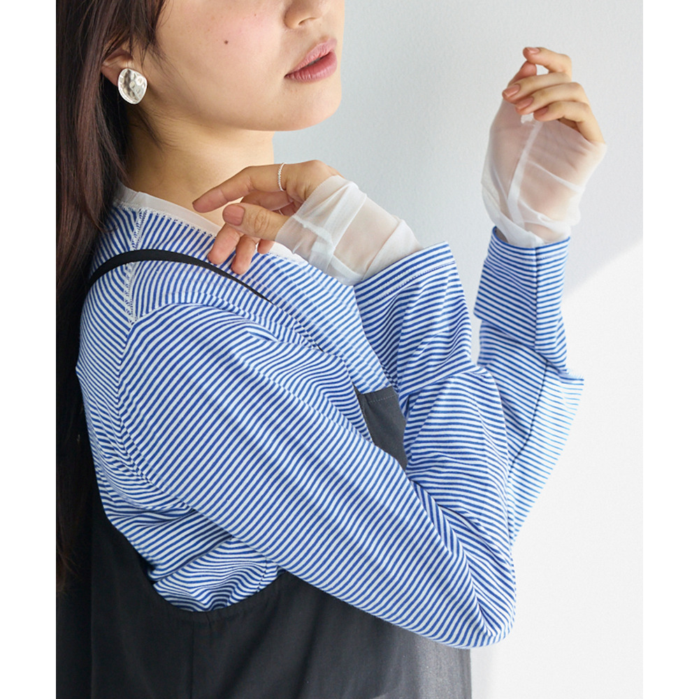 袖チュール切替プルオーバー　LL/3L/4L/5L　万能　インナー　ラビアンジェ