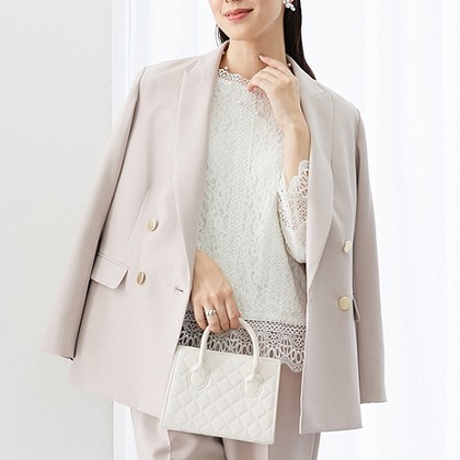 ストレッチダブルテーラードジャケット（イージーケア・セットアップ対応） 大きいサイズ